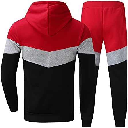 ZDFER Eşofman Mens için, Renk Blok Patchwork Hoodies Sweatpants 2 Parça Kıyafetler Setleri Egzersiz Spor Fit Eşofman