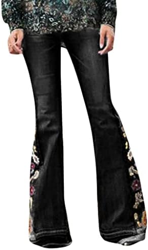 Bayan Çan Alt Pantolon Kadın Alt Çiçek İşlemeli Bootcut Denim Çan Kot Tan kot şort Kadınlar için