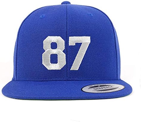 Trendy Giyim Mağazası Numarası 87 Beyaz İplik İşlemeli Düz Fatura Snapback Beyzbol Şapkası