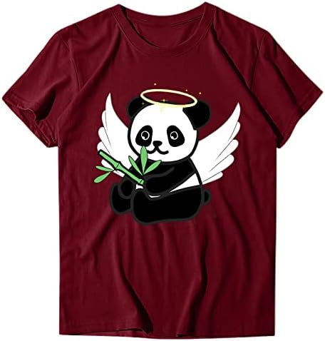 Bmısegm kadın Tee T Shirt Kısa Kollu Panda Baggy Yaz Casual Tees Gömlek