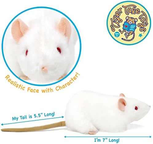 VİAHART Wylie Beyaz Sıçan - 7 İnç Doldurulmuş Hayvan Peluş-Kaplan Masalı Oyuncaklar
