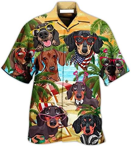 Erkek Hawaii Gömlek 2023 3D Baskılı Gömlek Tropikal Kısa Kollu Plaj Rahat Düğmeli Aloha Gömlek Düzenli
