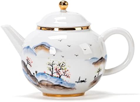 YCZDG Altın-boyalı el-boyalı seramik demlik ev çay seti çay filtresi ile tek pot el yapımı küçük demlik (Renk: Bir,