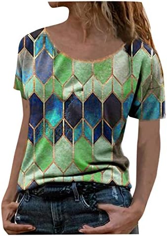 Yubnlvae Artı Boyutu Ekip Boyun Moda Yaz Tişörtü Nefes Trendy Casual Grafik Bluzlar Kadınlar ıçin Kısa Kollu