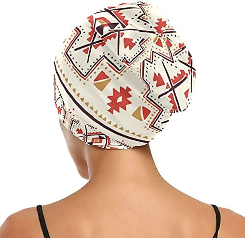 Kafatası Kap Uyku Kap Çalışma Şapka Bonnet Beanies Kadınlar için Çizgili Turuncu Bej Bohemian Geometrik Vintage Uyku
