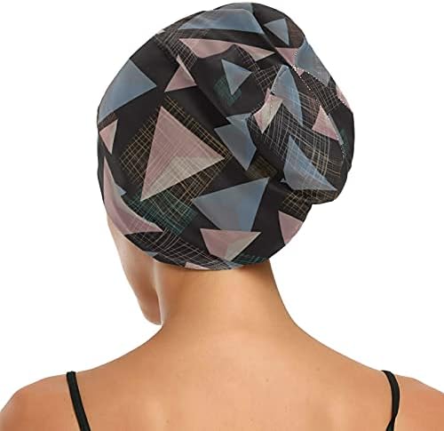Kafatası Kap Uyku Kap Çalışma Şapka Bonnet Beanies Kadınlar için Geometrik Üçgen Çizgili Vintage Retro Uyku Kap Çalışma