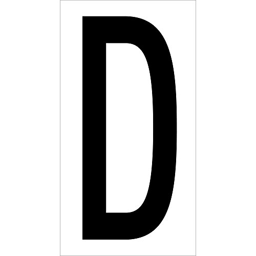 KUTU ABD D Vinil Depo Mektup Etiketleri / Çıkartmalar, 4 x 2 1/8, Siyah / Beyaz, (50'li Paket Etiket)