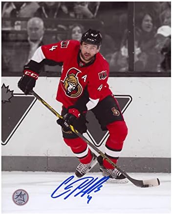Chris Phillips Ottawa Senatörleri İmzalı Hokey 8x10 Fotoğraf İmzalı NHL Fotoğrafları