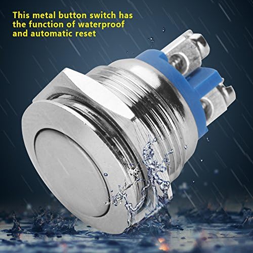 5 Adet 250V 16mm Metal basmalı anahtar Otomatik Sıfırlama basmalı düğme anahtarı s Su Geçirmez Güç Metal Düğme Anahtarı
