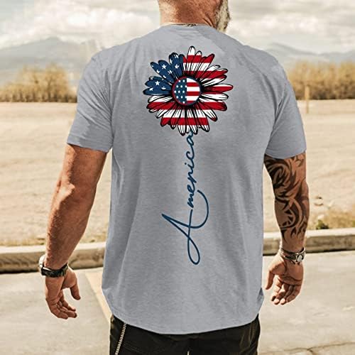 ZDFER Mens T Gömlek Kısa Kollu Crewneck Kas Gym Egzersiz Atletik Shirt Yaz Bağımsızlık Günü Geri Baskılı Tees En