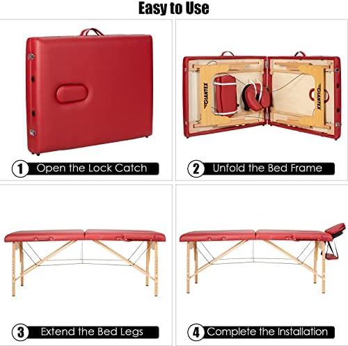 ZLXDP 84 L Taşınabilir Masaj Masası Ayarlanabilir Yüz Spa Yatak Dövme w / Taşıma çantası Kırmızı