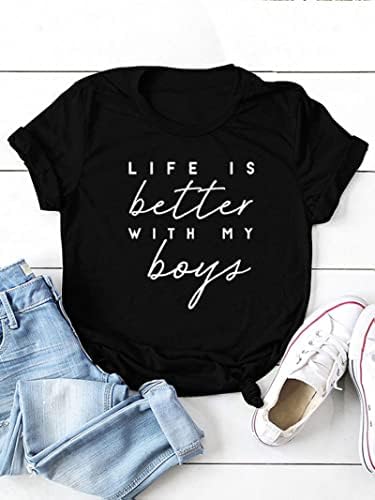Hayat Daha İyi Benim Erkek T - Shirt Kadınlar için Komik Anne Gömlek Anne Yaşam Gömlek Kısa Kollu Tee Rahat Yaz Üstleri