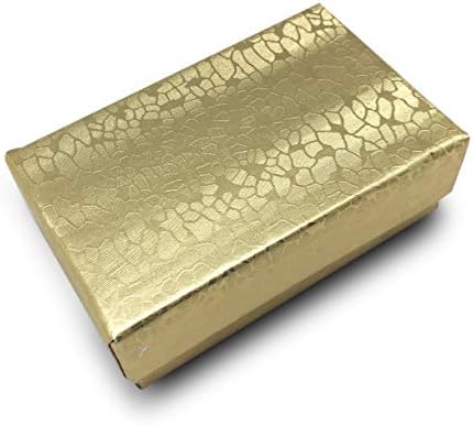 TheDisplayGuys 100'lü Paket 21 Pamuk Dolgulu Karton Kağıt Hediyelik Mücevher Kutusu-Altın Folyo (2 5/8 x 1 5/8 x