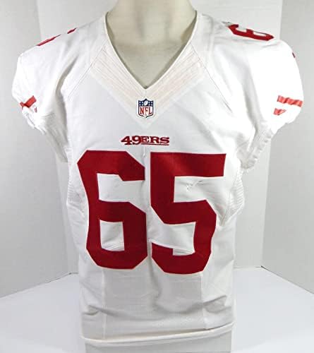 2015 San Francisco 49ers Jordan Devey 65 Oyunu Yayınlandı Beyaz Forma 46 290-İmzasız NFL Oyunu Kullanılmış Formalar