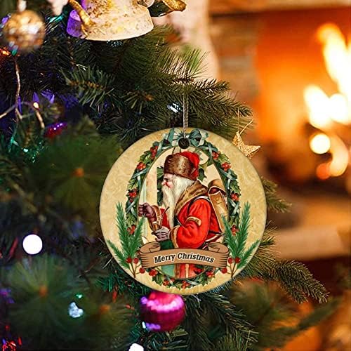 Cheyan Retro Noel Tema Noel Süs, Noel Ağacı Süsleme Noel Ev Dekor için Vintage Kağıt Doku Porselen Süs Noel Asılı
