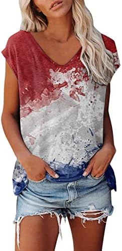 4TH Temmuz Giysileri kadın Yaz Dışarı Çıkmak Gevşek Seksi Sevimli Moda Rahat Bağımsızlık Günü T-Shirt Bluz