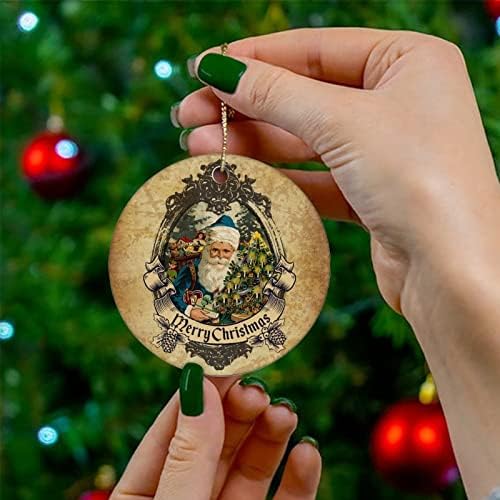 Cheyan Retro Noel Tema Noel Süs, Noel Ağacı Süsleme Noel Ev Dekor için Vintage Porselen Süs Noel Asılı Süsleme