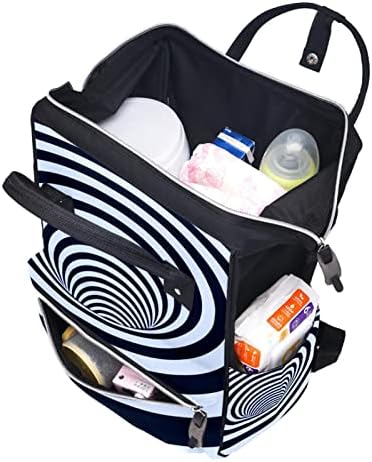 GUEROTKR Seyahat Sırt Çantası, Bebek Bezi Çantası, Sırt Çantası bebek bezi çantaları, Girdap Siyah Beyaz 3D Illusion