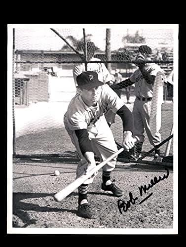 Bob Miller İmzalı 1954 8x10 Detroit Tigers Orijinal Tel Fotoğraf İmzası