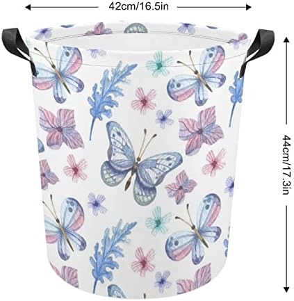 Çamaşır sepeti Suluboya Butterflies01 Çamaşır sepeti Kolları İle Katlanabilir Sepet Kirli giysi saklama Çantası Yatak