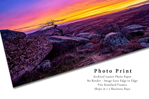 Great Plains Fotoğraf Baskı-Resim Canlı Günbatımı Zirvesinden Scott Dağı Wichita Dağları Oklahoma Batı Duvar Sanatı