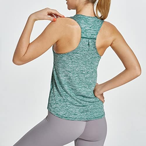 Egzersiz Kadınlar için Hızlı Kuru Racerback Yoga Gömlek Backless Spor Tankı Üstleri Rahat Fit Yuvarlak Boyun Aktif