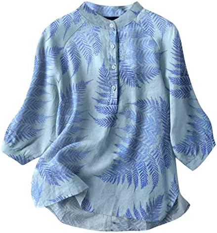 Yaz Vintage Kadınlar için Tops 3/4 Fener Kollu Bluzlar Boho Çiçek Baskı Gömlek Şifon Sevimli Bluz Gevşek Salıncak