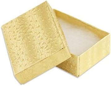 100 Paket Ekonomi Altın Pamuk Dolgulu Takı Hediye Koleksiyon Ambalaj Kutuları 2 x 1 İnç