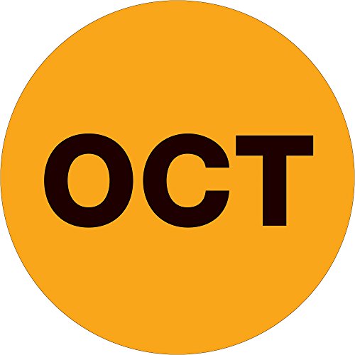 Tape Logic ® Yılın Ayları Etiketleri, Ekim, 2 Daire, Floresan Turuncu, 500 / Rulo