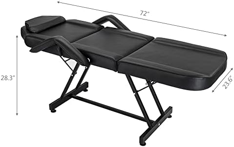 LİRUXUN 72 Ayarlanabilir güzellik yatağı Güzellik Salonu SPA masaj yatağı Dövme Sandalye Tabure ile Siyah