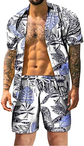 Bmısegm Yaz Erkek eşofman takımlar 2 Parça Set Erkek Yaz Moda Eğlence Hawaii Sahil Tatil Plaj Dijital 3D Pantolon