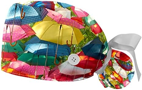 Ayarlanabilir Fırçalama Kabarık Kapaklar 2 Adet Renkli Şemsiye Çalışma Şapka Saç Kapağı At Kuyruğu Kılıfı Yumuşak