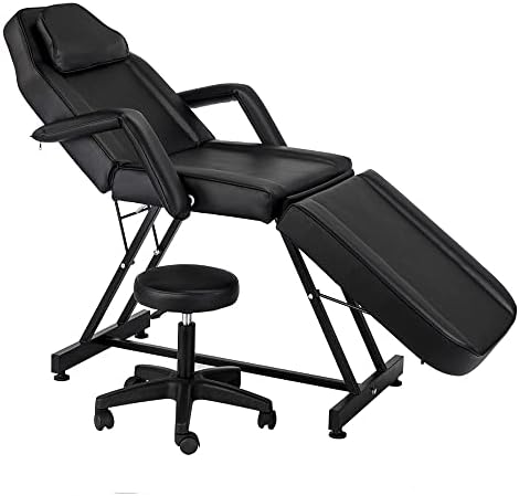 QUUL 72 Ayarlanabilir güzellik yatağı Güzellik Salonu SPA masaj yatağı Dövme Sandalye Tabure ile Siyah