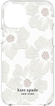 kate spade york Koruyucu Hardshell Kılıf iPhone 12 Pro Max-Hollyhock Çiçek Temizle / Taşlı Krem