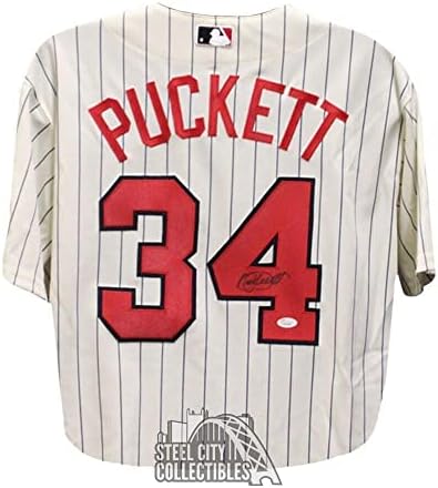 Kirby Puckett İmzalı Minnesota Majestic Beyaz Beyzbol Forması - JSA LOA İmzalı MLB Formaları