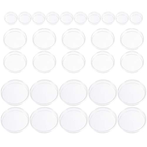 TEHAUX Çanak 30 adet Plastik Petri Kapları kapaklı Steril Petri Kapları Kültür Yemekleri Biyolojik Araştırma Plakası