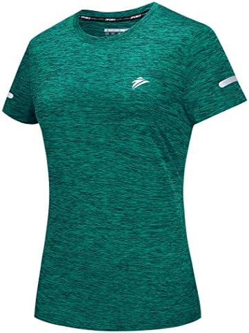 TACVASEN kadın Atletik Gömlek Kısa Kollu Hızlı Kuru Yürüyüş Gömlek Ekip Boyun Koşu Egzersiz Tops Spor