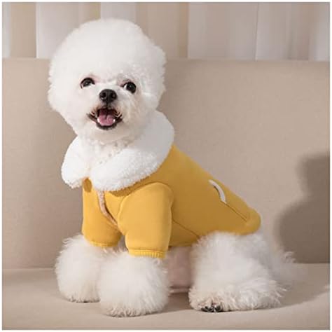 ACQUİRE Kış Kalın Köpek Giysileri Yaka Kazak Sıcak Açık Kazak Pamuk Yün Yaka İki ayaklı Pamuklu dolgulu giysiler (Renk: