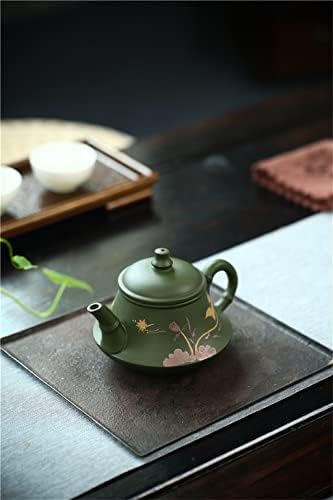 LİUZH 230CC gerçek el yapımı yeşil su ısıtıcısı Yixing mor kil demlik Puer çay seti Kung Fu Zisha Teaware