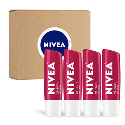 NIVEA Vişneli Dudak Bakımı-Güzel, Yumuşak Dudaklar için Renkli Dudak Balsamı-4'lü Paket