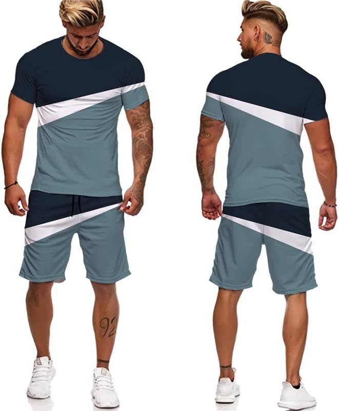 SCDZS Yaz Ekleme erkek tişört / Şort / Takım Elbise Rahat Kısa Kollu üstler ve pantolonlar seti Erkek / Kadın Spor