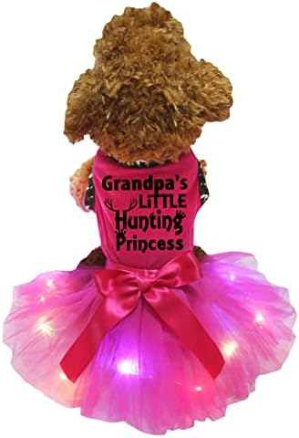 Petitebella Büyükbabanın Küçük Av Prensesi Yavru Köpek Elbisesi (Sıcak Pembe / Sıcak Pembe LED, XXX-Büyük)