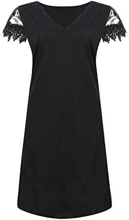 HPJKLYTR Günlük elbiseler Kadınlar ıçin Yaz Baskı Dalga V Boyun Dantel Baskı Paneli Kısa Kollu Slim Fit A-Line Midi