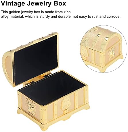 Syuanmuer Vintage Mücevher Kutusu, Kabartmalı Tasarım Altın Mücevher Kutusu, Dikdörtgen Hazine Sandığı Kutusu Ev Oturma