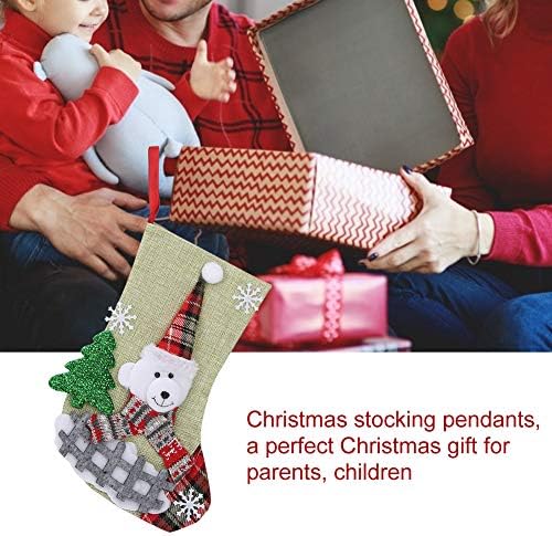puseky 3 Adet Noel Çorap Çorap hediye çantası Asılı Kolye Noel Ağacı Dekorasyon Ev Kapı Kolları Şömine Kapakları Dekor