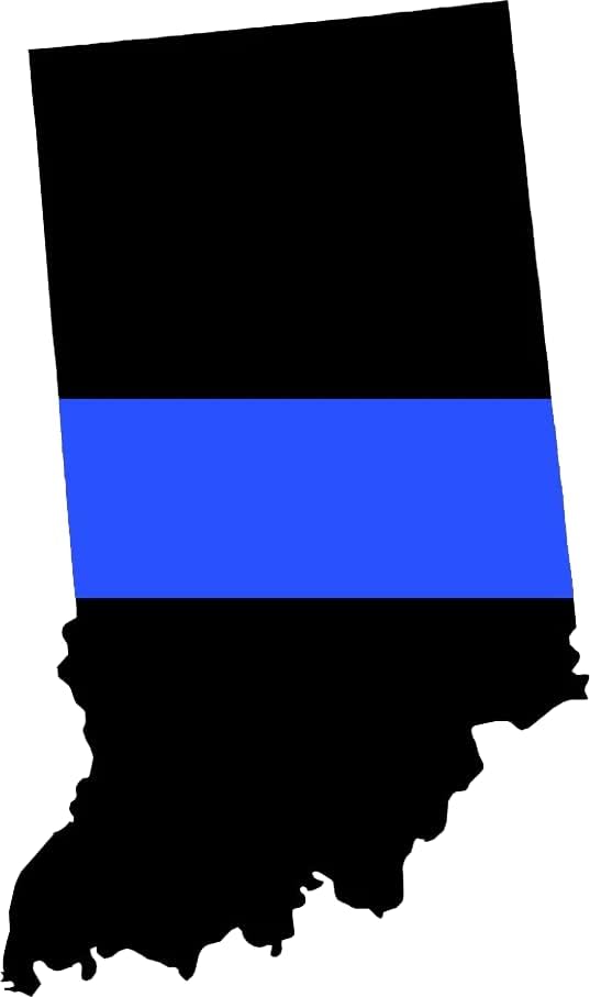 Indiana Eyaleti Şekilli İnce Mavi Çizgi Etiket Kendinden Yapışkanlı Vinil Polis Desteği-C3430 - 6 inç veya 15 Santimetre