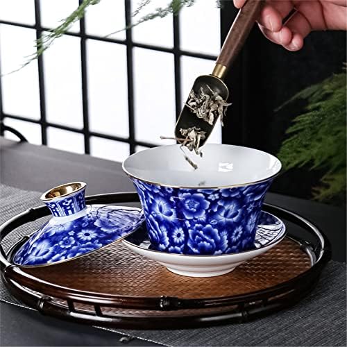 Ameolela Çin Geleneksel Teaware El Yapımı Emaye Boyalı porselen çay bardağı Gaiwan Kungfu Çay kapaklı kase ve altlık