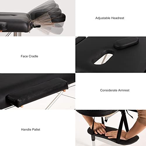 WYFDP 84 L Taşınabilir Masaj Masası Ayarlanabilir Yüz Salon Spa Yatak w / Taşıma çantası Beyaz/Siyah (Renk: A)