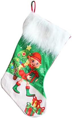Noel Çorap Bez Noel Çorap Çanta ve Noel Asılı Çorap için Parti Dekorasyon ve Noel Karikatür Kırmızı Set Plastik Süs