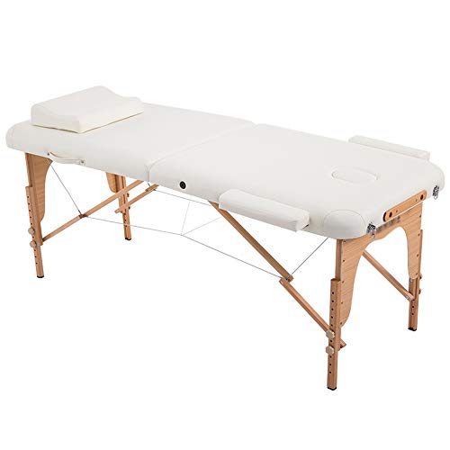 LJHA Masaj Masası, Katlanır SPA Bakımları Ahşap Ayaklı ve Koltuk Başlıkları ile Güzellik Yatağını Kaldırabilir masaj